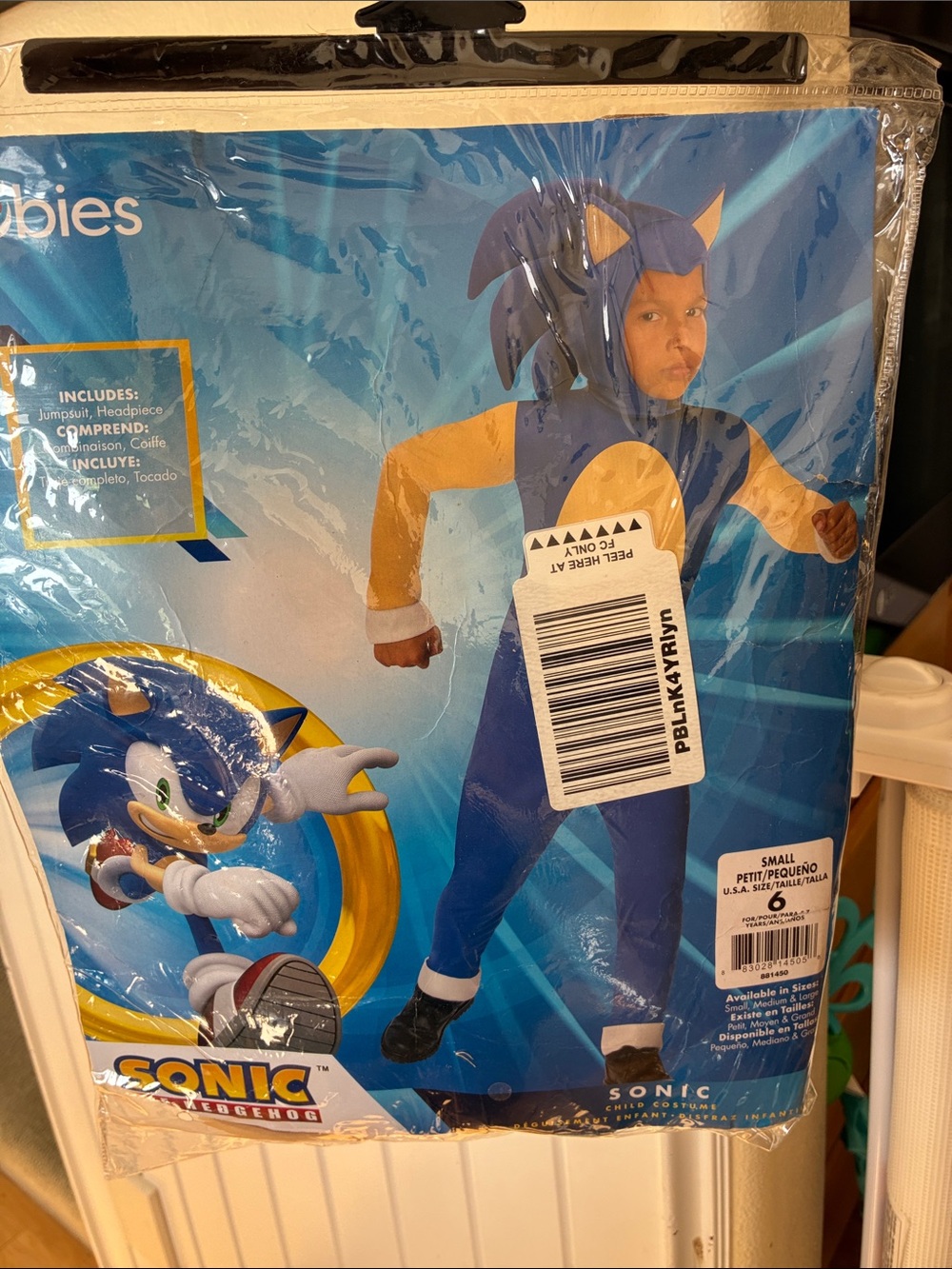 nwt Rubie's Sonic The Hedgehog Blue and Tan Kids Costume size 6 small